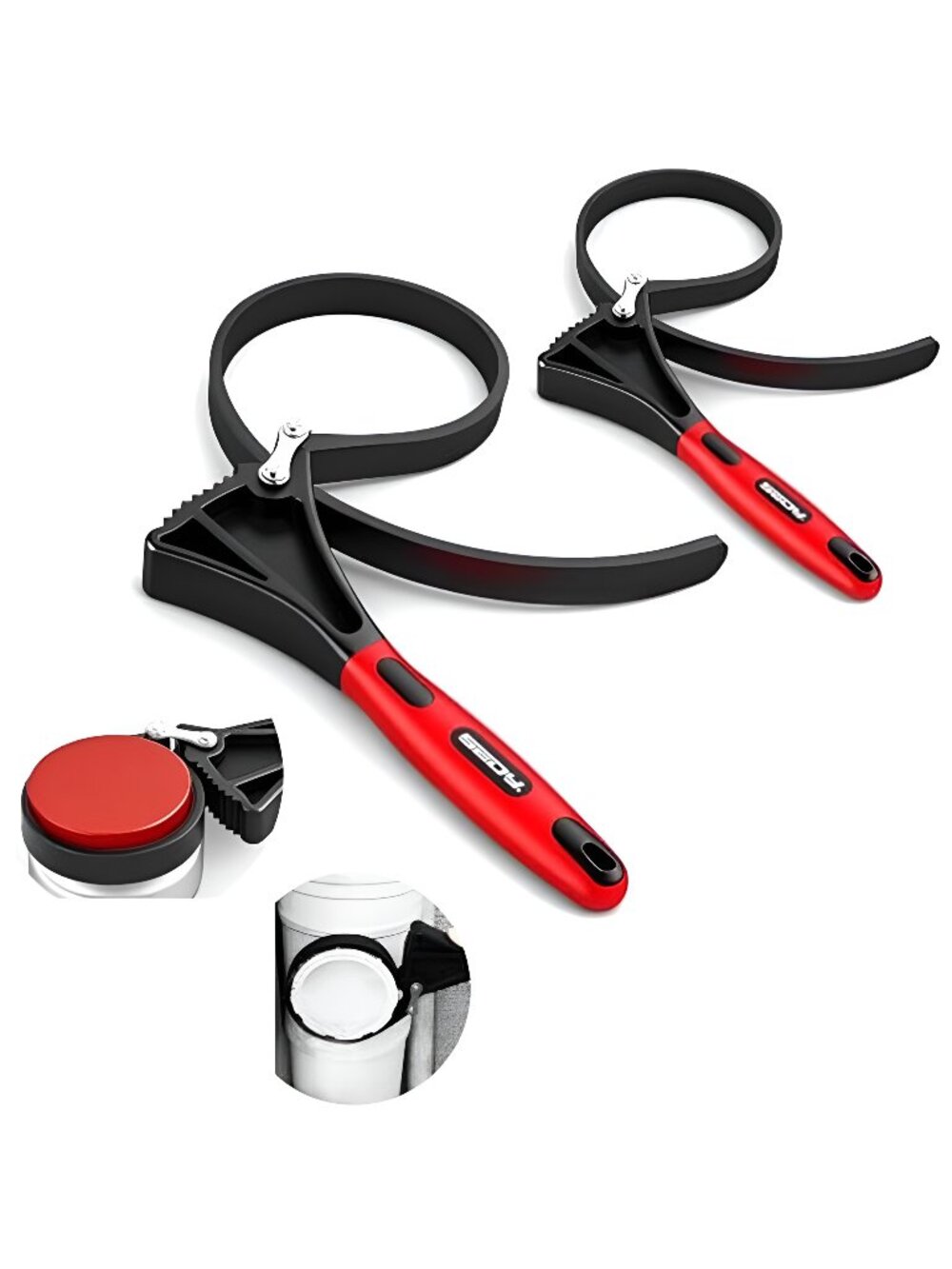 2-Piece Rubber Strap Adjustable Wrench Set Diameter 4" and 6" - F2